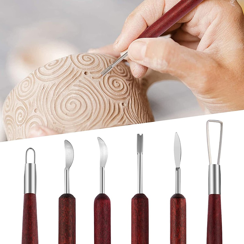 Chisel Set Wood - 6PCS Sculpting Pottery Clay Tools Wood