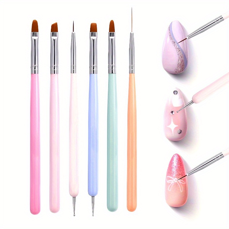 6pcs Nails Art Brushes Set Man - Chisel Set Wood review and price