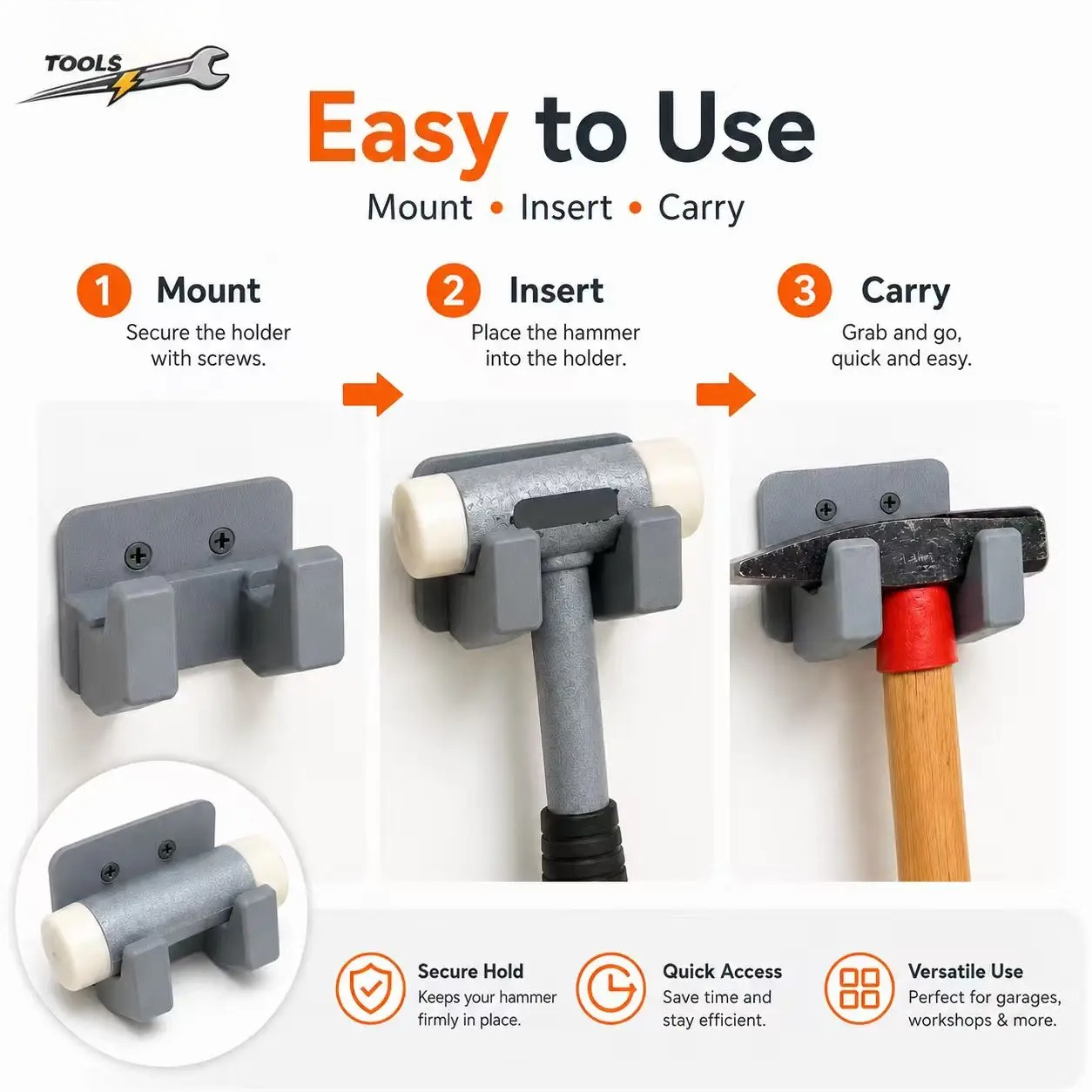 2PCS Wall Mounted Hammer Holde - Workshop Tools Hammer review and price